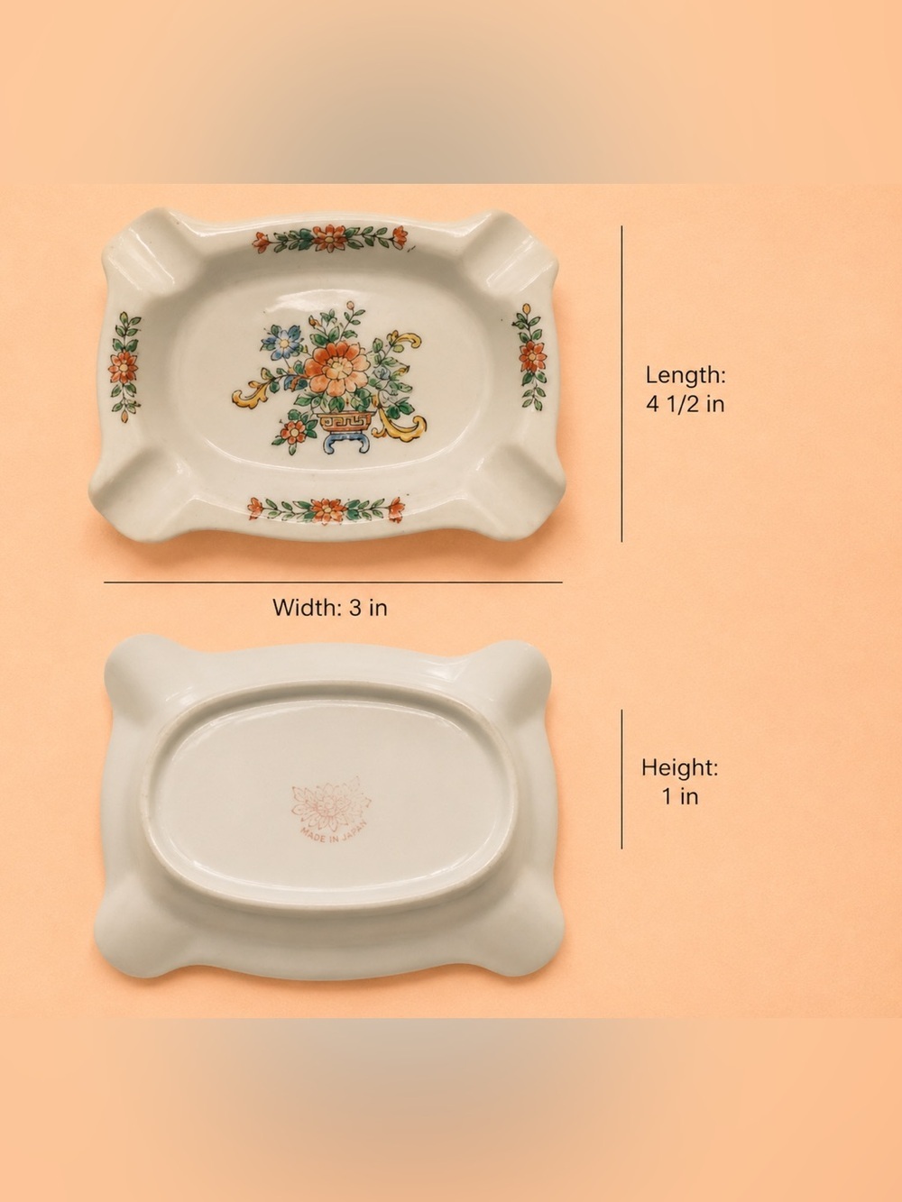 Floral Porcelain Ashtray with Colorful Bouquet
Made In Japan ~ 1940’s 60’s - Picture 3 of 3